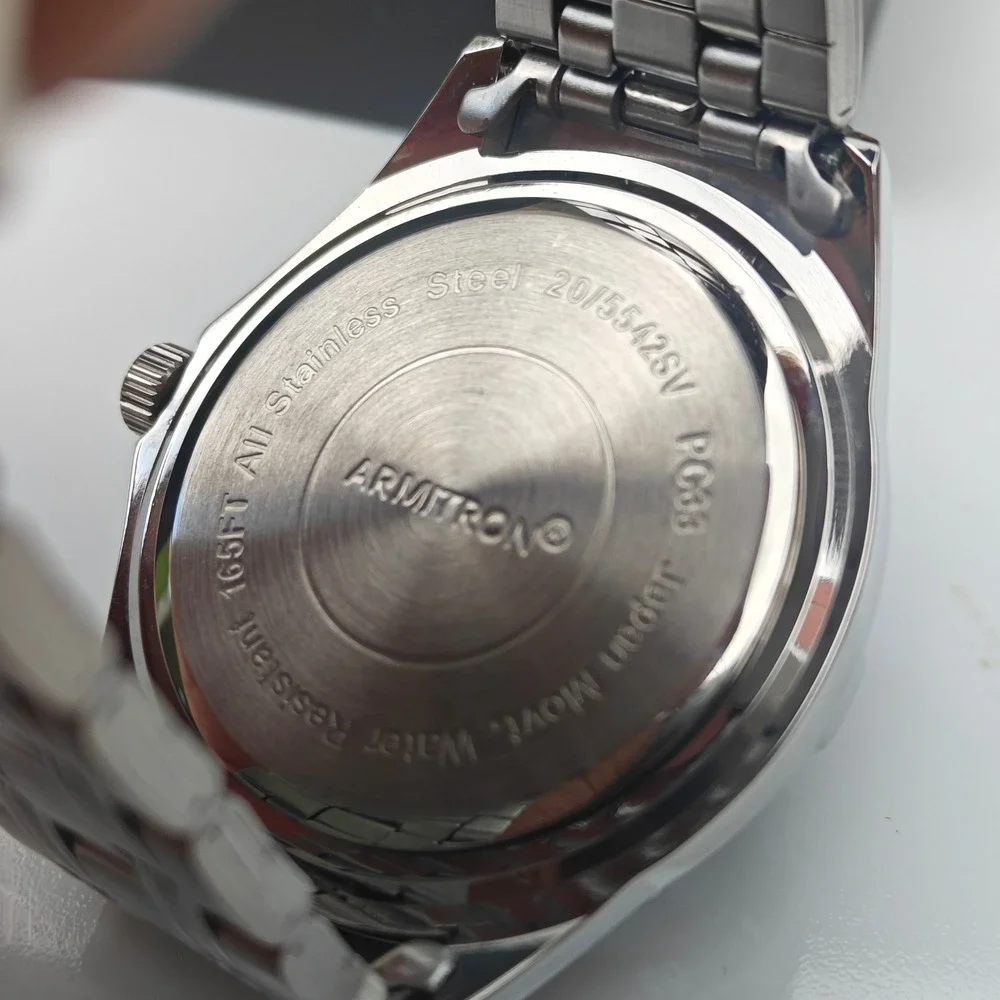 Men's Armitron Silver Tone Stainless Steel Scuba Diver Watch Date White Dial New